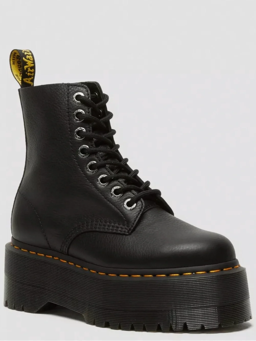 Dr. Martens 1460 MAX LEATHER PLATFORM BOOTS in Black Pisa Size 9 - Picture 1 of 12